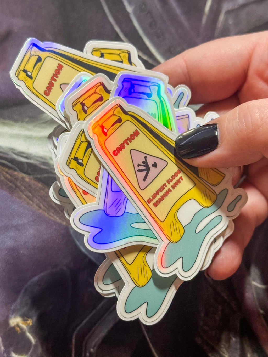 Duhová samolepka - Caution! Slippery floor - reading smut - Till Death Studio