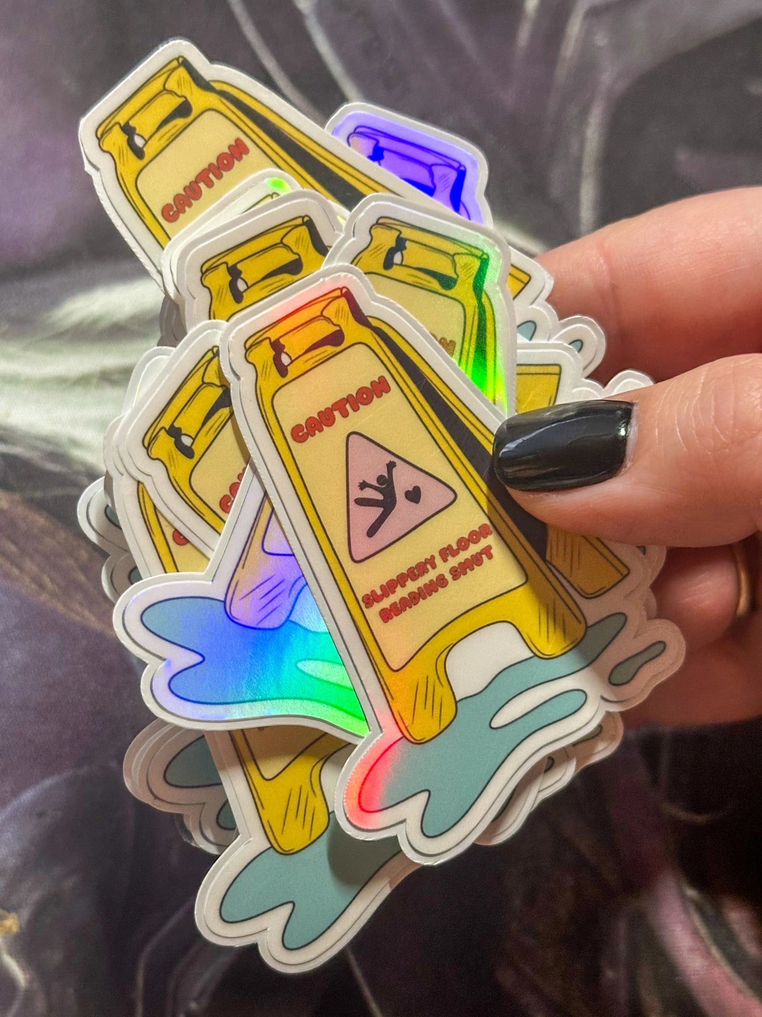 Duhová samolepka - Caution! Slippery floor - reading smut - Till Death Studio